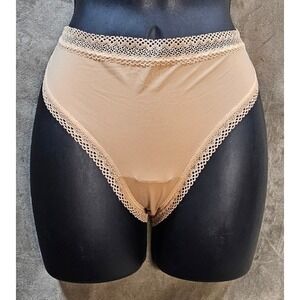 Victorias Secret Beige‎ Nude Lace Trim Bikini Panties High Leg XL/XG New